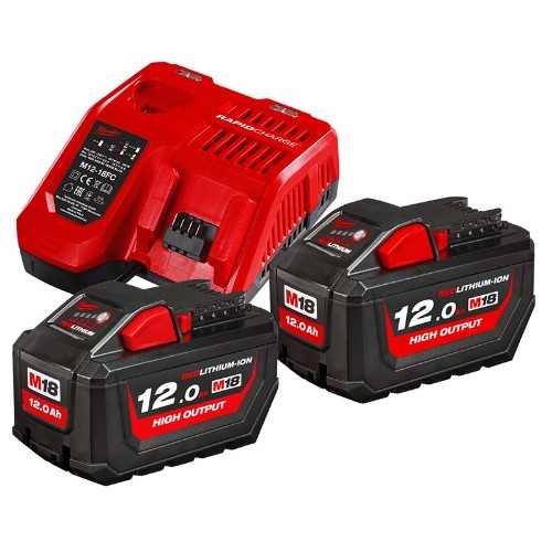 Laddare- och batteripaket MILWAUKEE 2x18 V 12,0 Ah Li-Ion