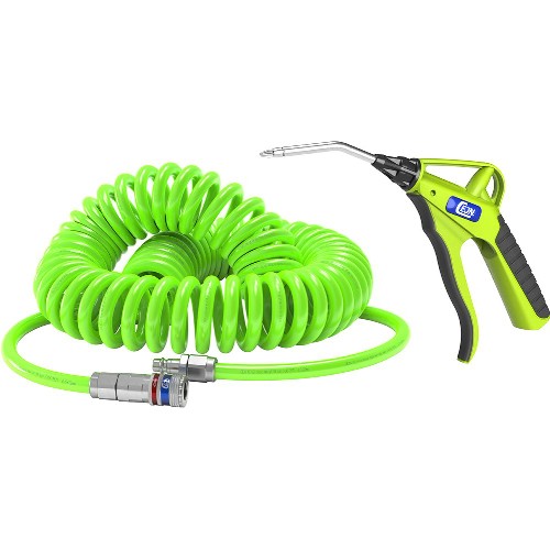 Spiralslang CEJN Hi-Vis med säkerhetskoppling 320 eSafe + blåspistol 209 Hi-Vis