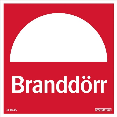 Skylt branddörr