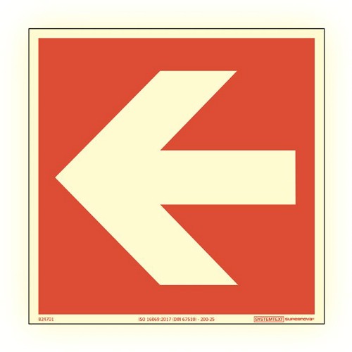 Skylt brandredskap pil vänster Supernova färgefterlysande