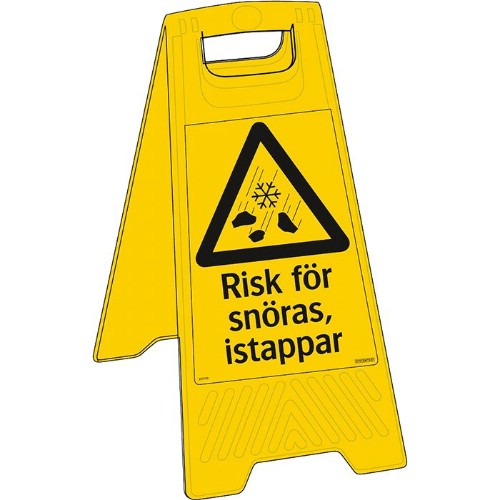 Golvskylt risk för snöras, istappar