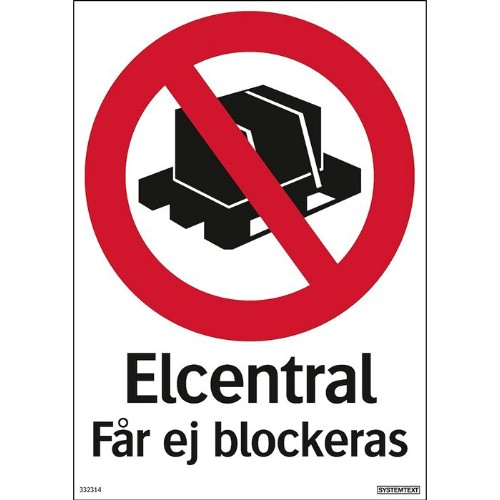 Skylt elcentral får ej blockeras