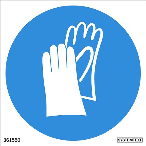 Skylt påbud skyddshandskar måste användas