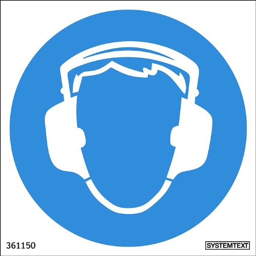 Skylt påbud hörselskydd måste användas