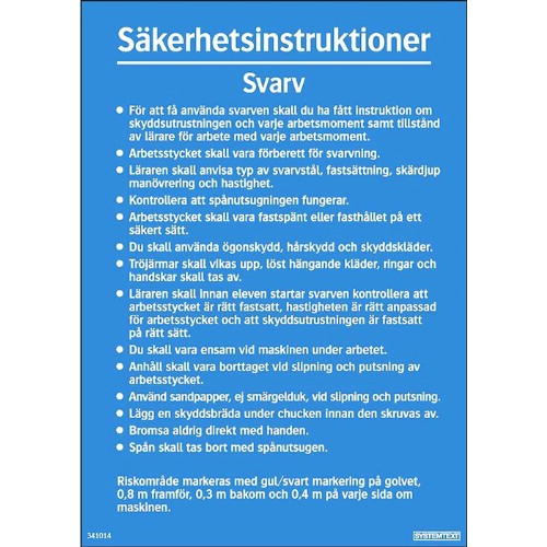 Skylt säkerhetsinstruktioner maskiner