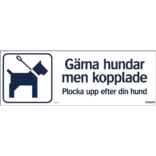 Skylt gärna hundar men kopplade