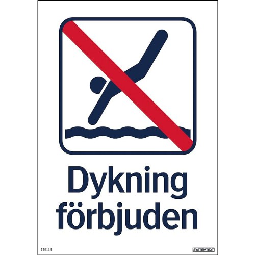 Skylt dykning förbjuden